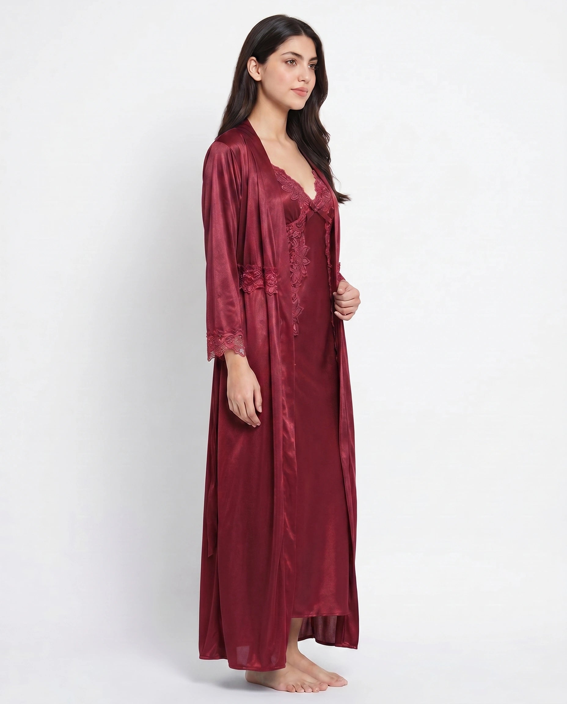 Gown Set - Valmira - Maroon