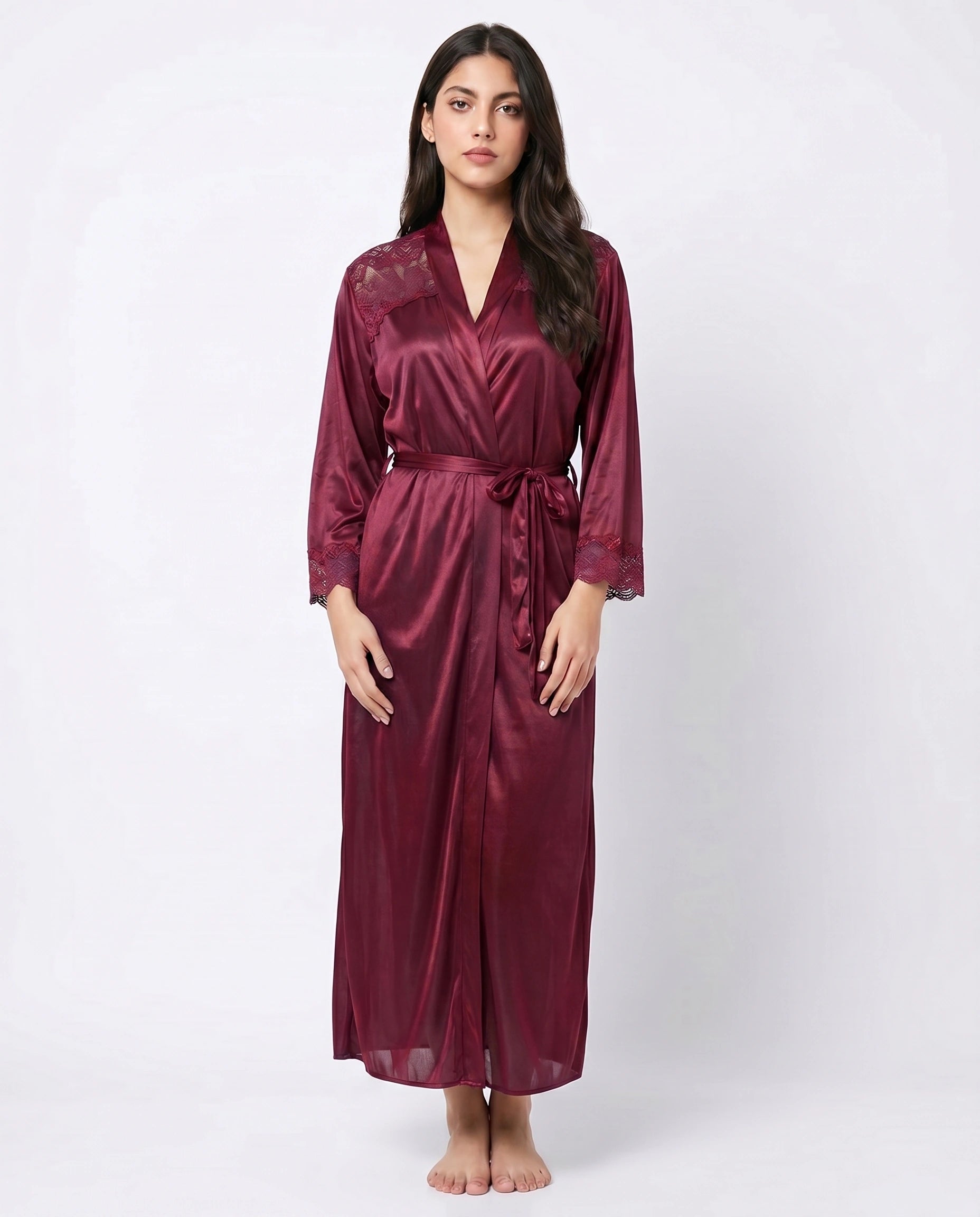 Gown Set - Zavira - Maroon