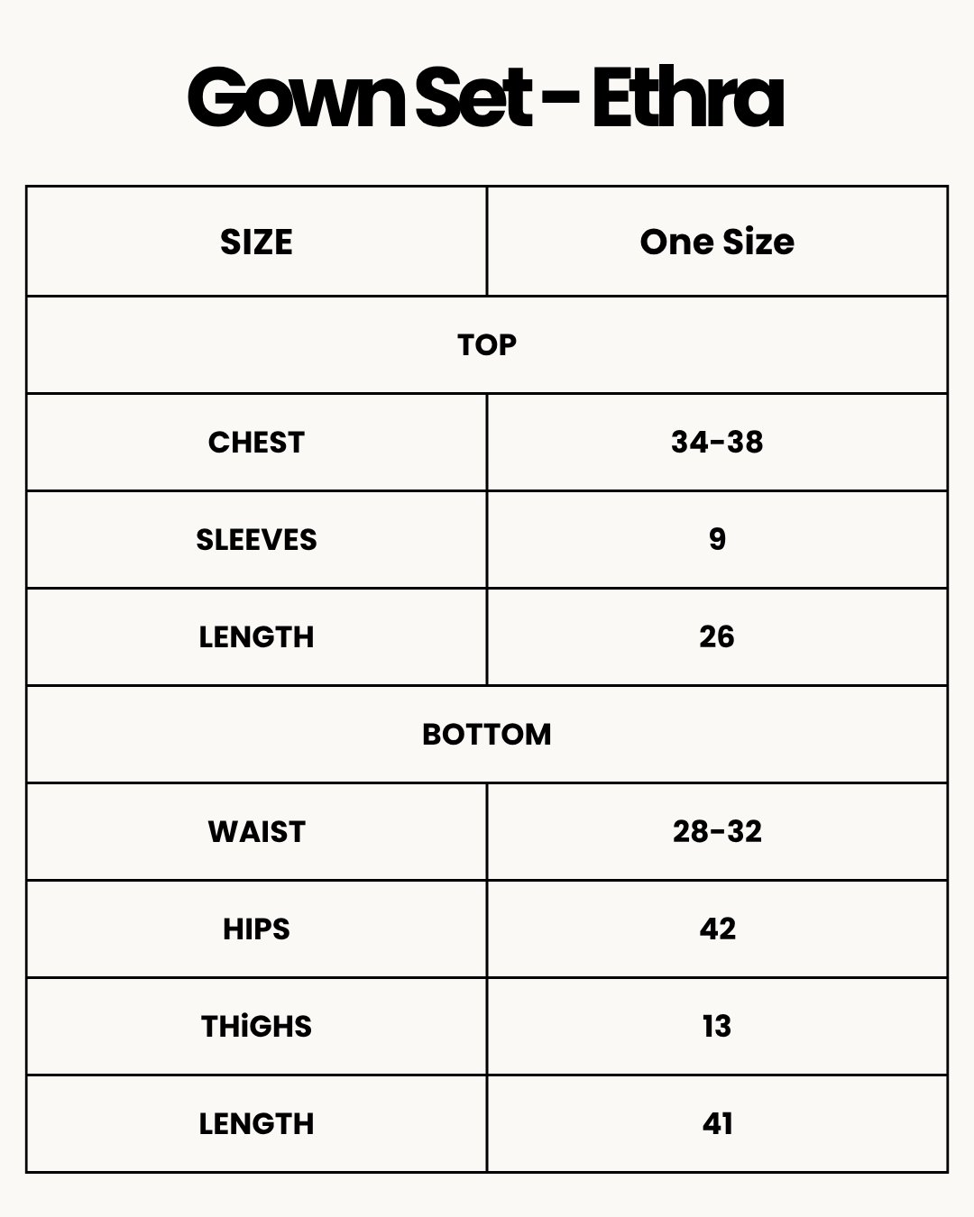 Size Chart for Silk PJ Set - Ethra - Navy Blue