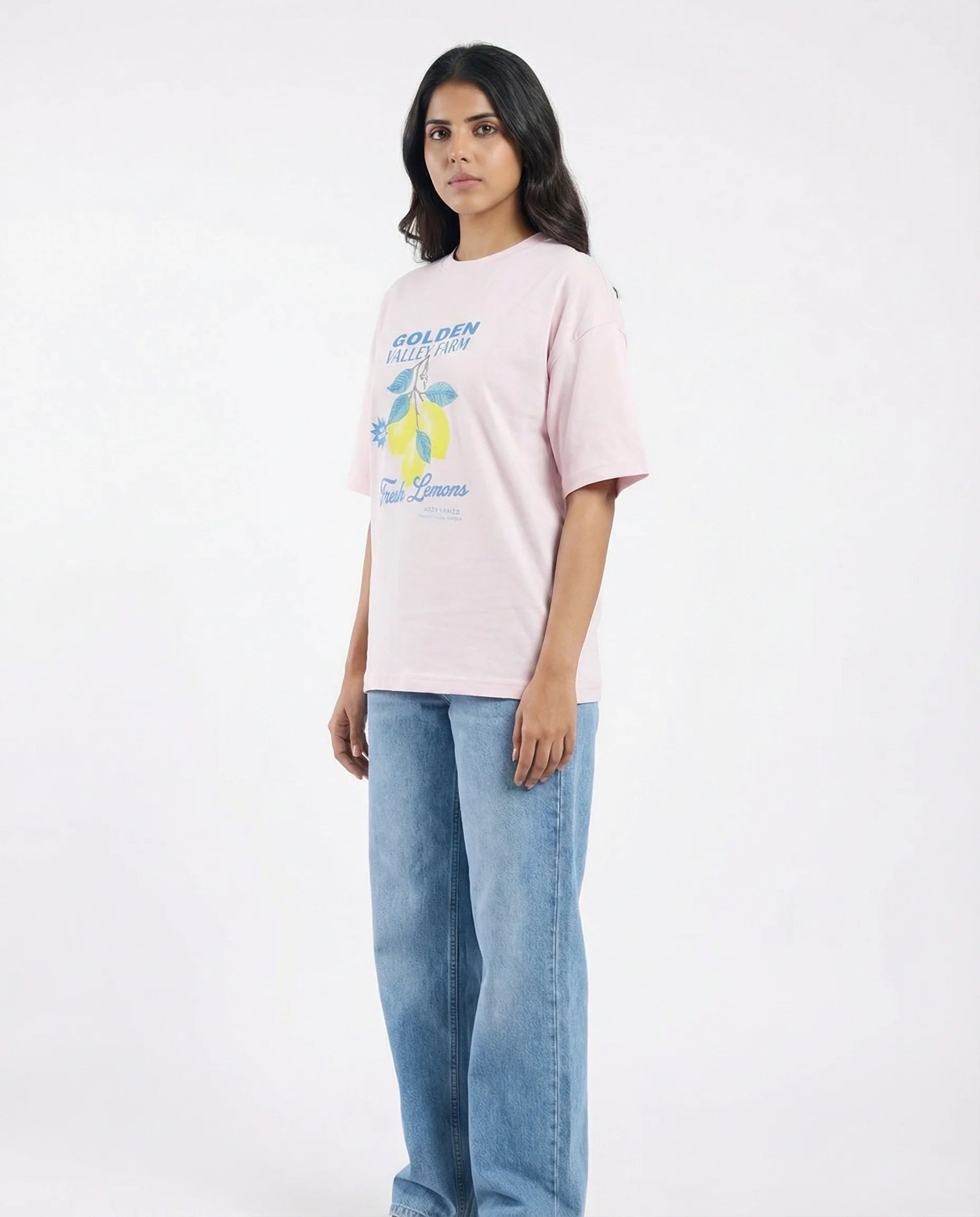 Drop Shoulder Graphic Tee - Fresh Lemons