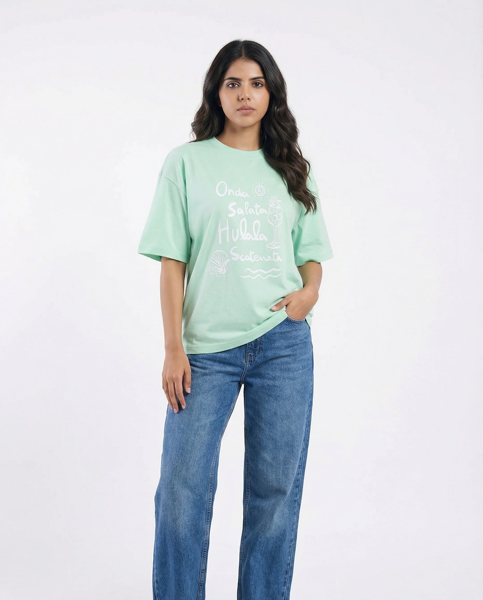 Drop Shoulder Graphic Tee - Ocean Vibes