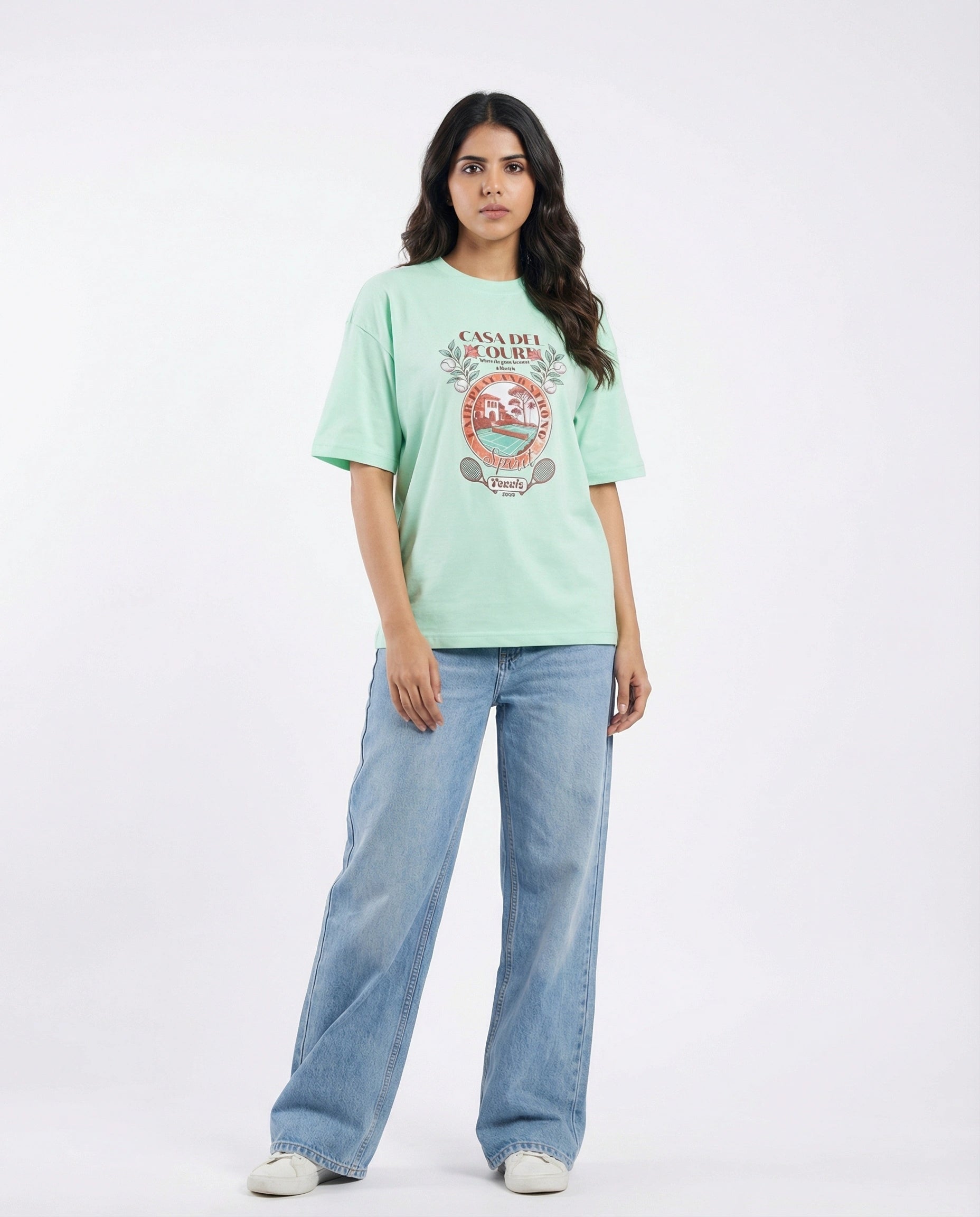 Drop Shoulder Graphic Tee - Tennis Spirit
