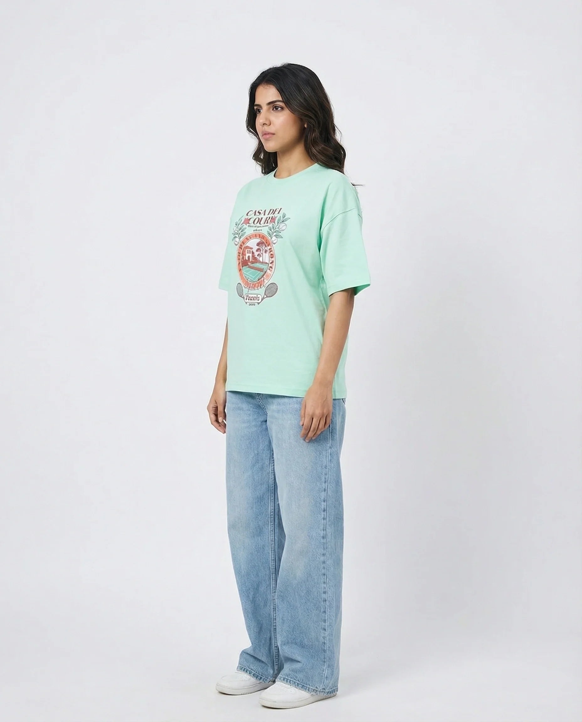 Drop Shoulder Graphic Tee - Tennis Spirit