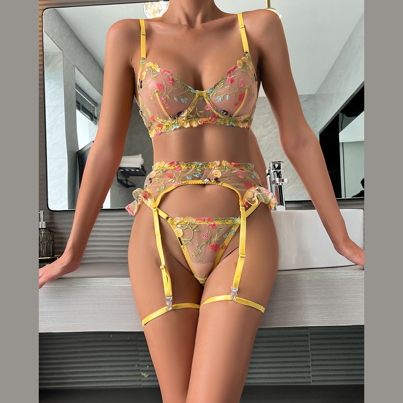Garter Set - Yellow Petals