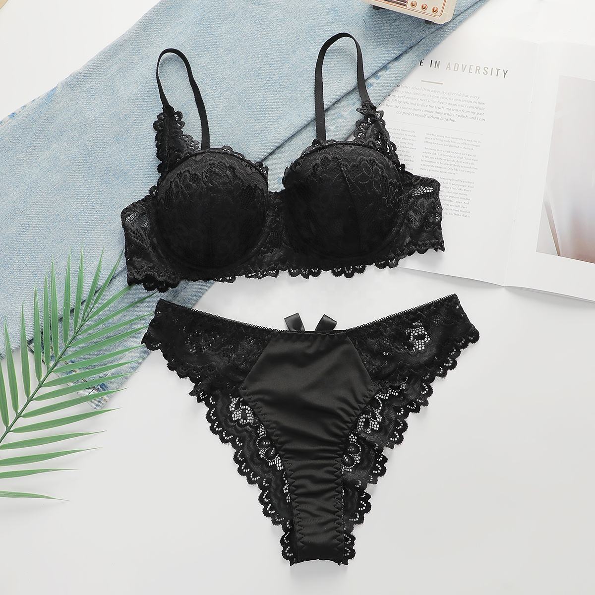 Sajiero Bra Set -  Noir Petal