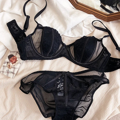 Sajiero Floral Non Padded Bra and Panty Set