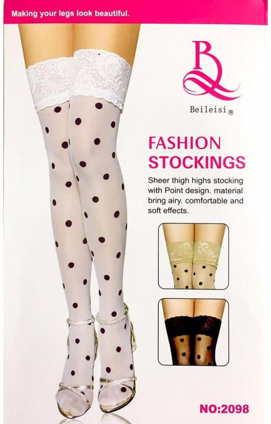 Polka Dots Women Leg Stocking White