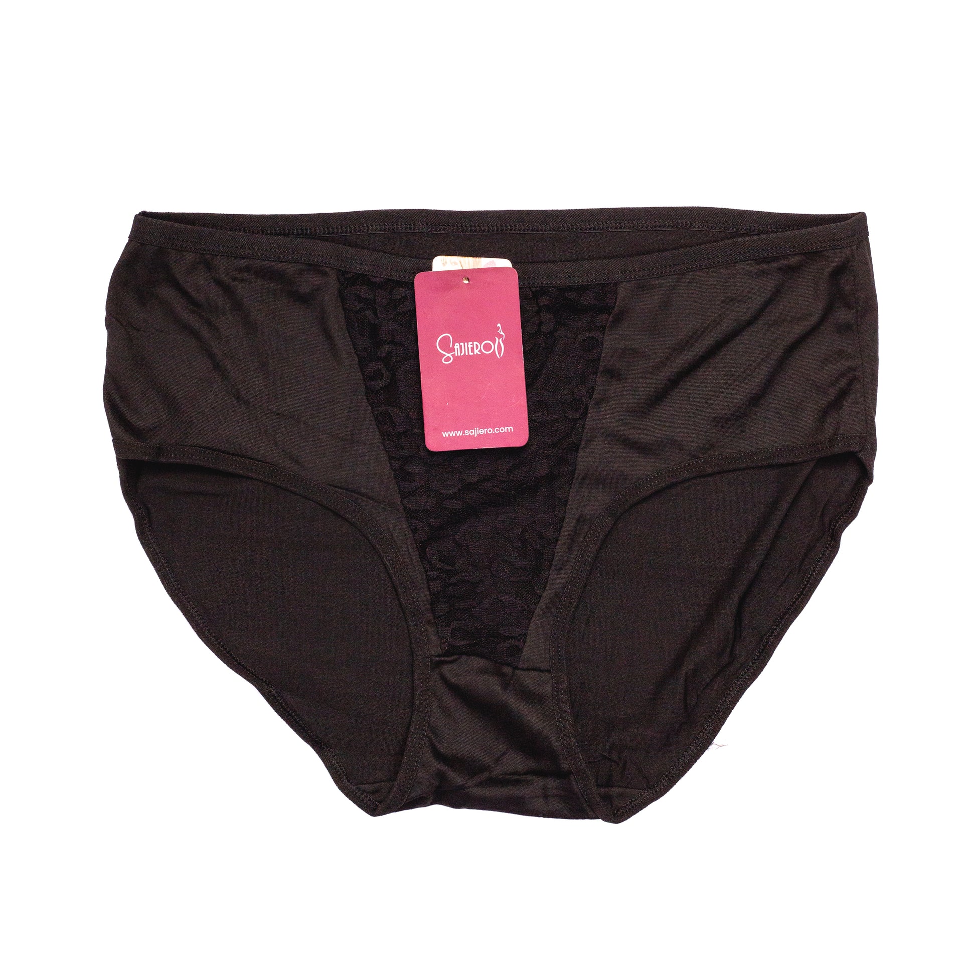 Sajiero Vee Embroidery Plus Size Net Brief Cotton Panty premium quality black color panties for women and ladies price in pakistan online