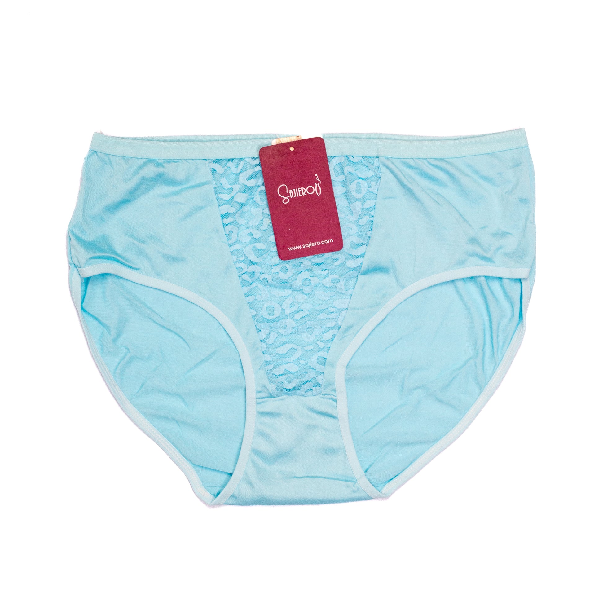 Sajiero Vee Embroidery Plus Size Net Brief Cotton Panty blue color  premium quality panties for women and ladies price in pakistan online