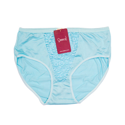 Sajiero Vee Embroidery Plus Size Net Brief Cotton Panty blue color  premium quality panties for women and ladies price in pakistan online