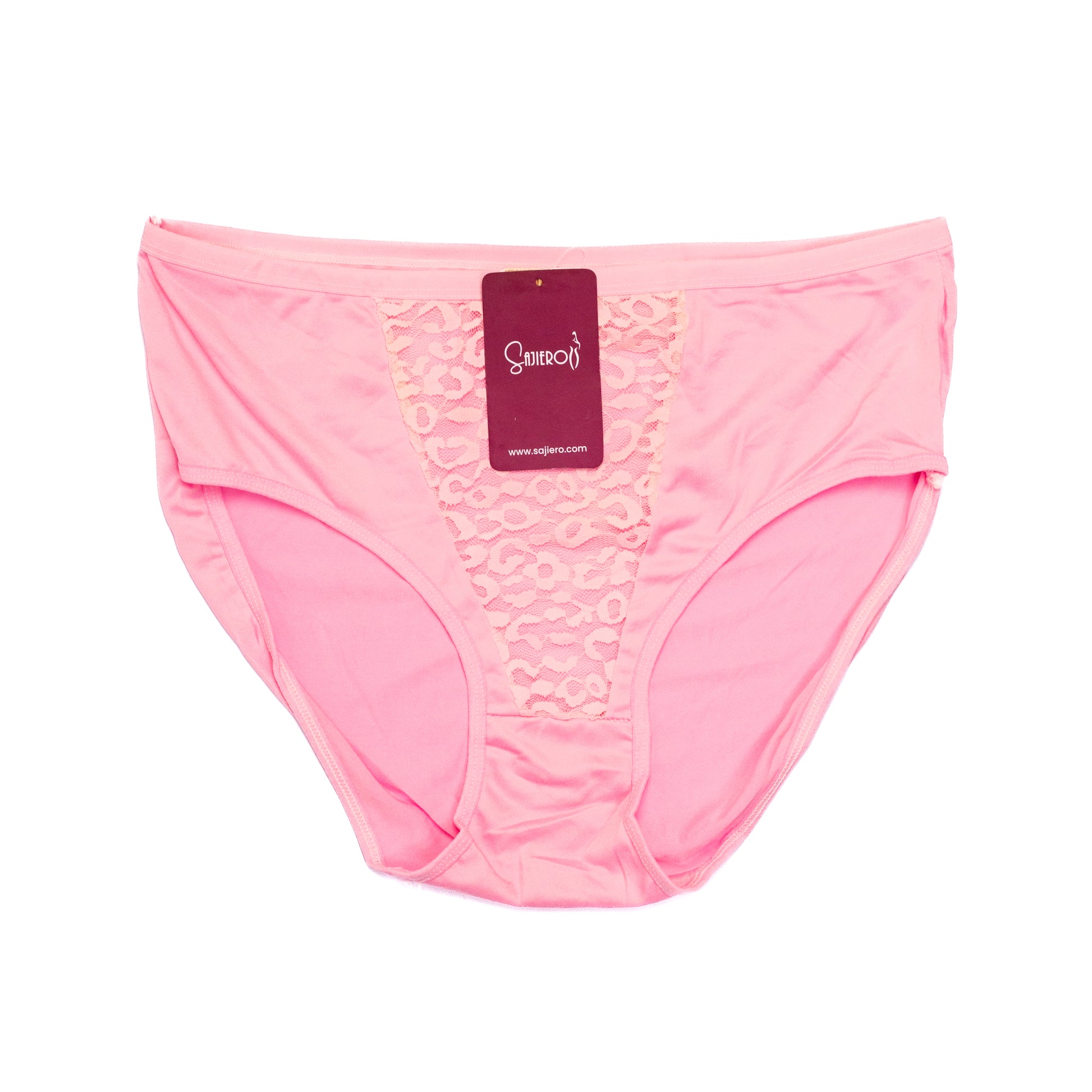 Sajiero Vee Embroidery Plus Size Net Brief Cotton Panty premium quality pink color panties for women and ladies price in pakistan online