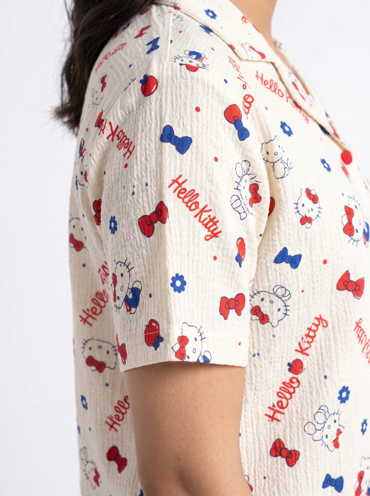 Summer Crinkled Pajama Suit - Kitty Charm