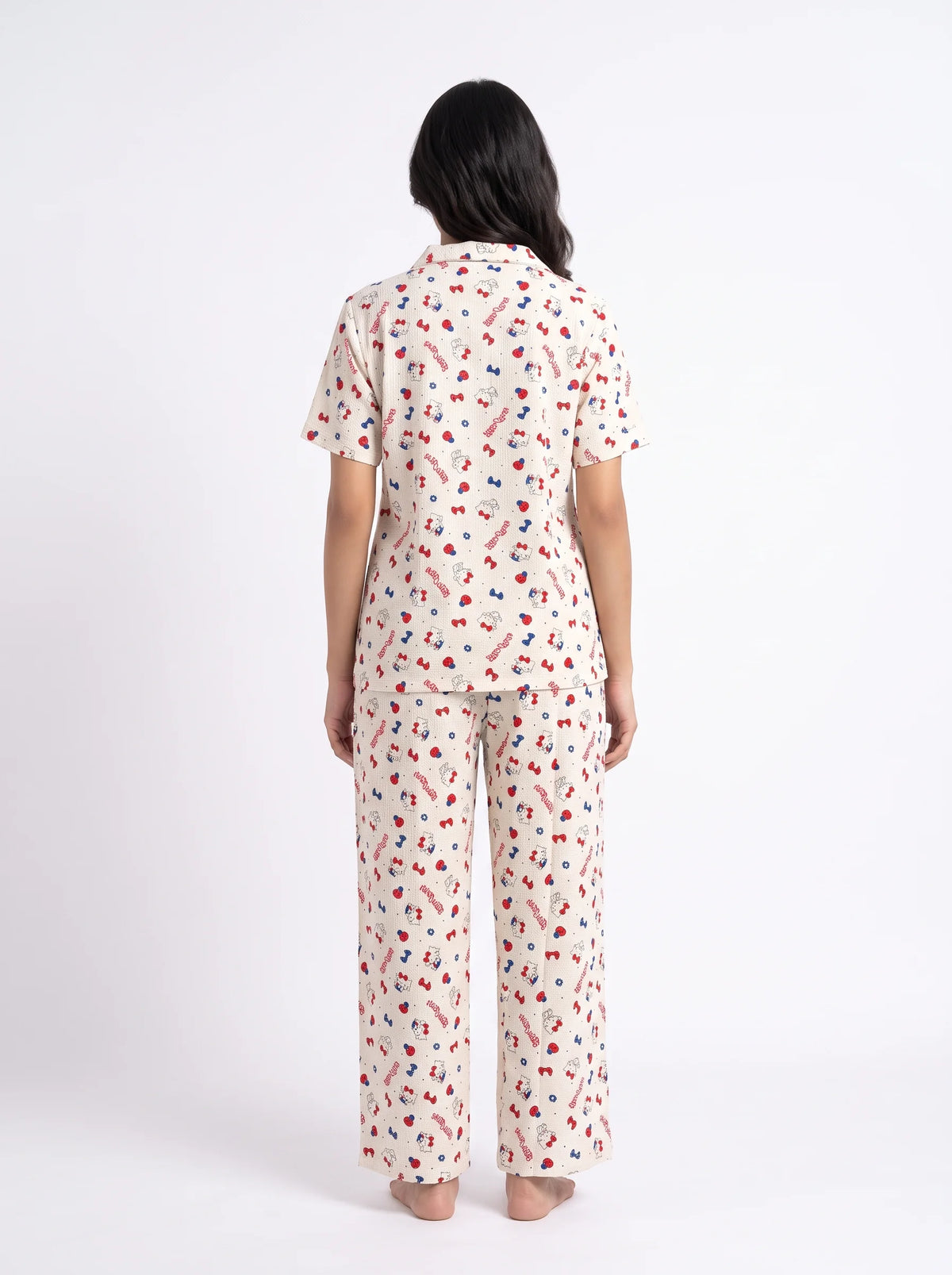 Summer Crinkled Pajama Suit - Kitty Charm
