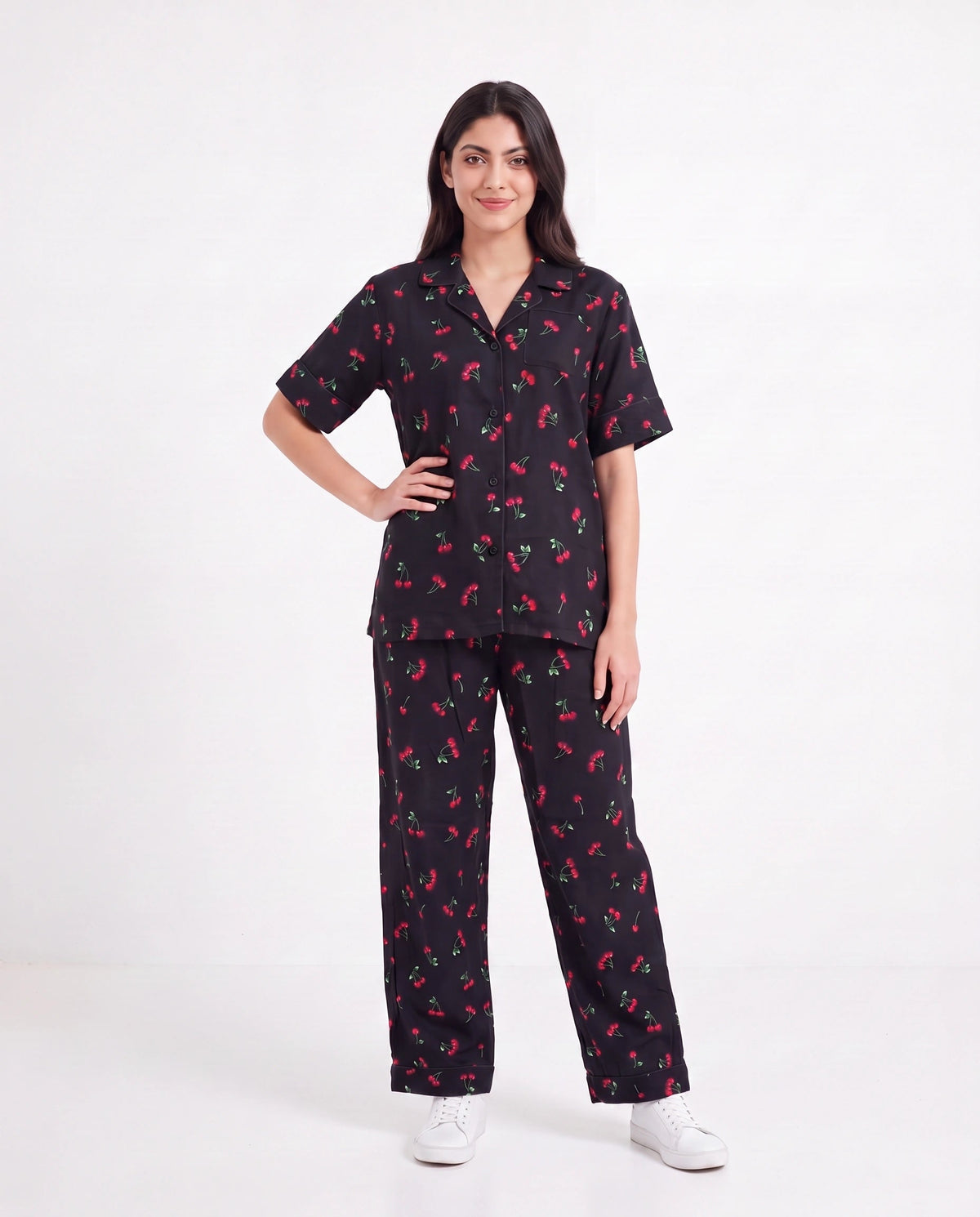 Linen Pajama Suit - Cherry Blossom