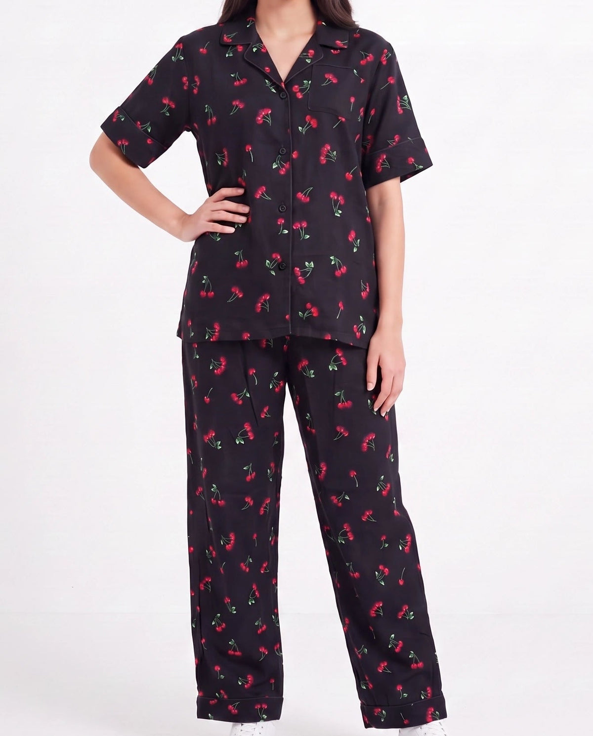 Linen Pajama Suit - Cherry Blossom