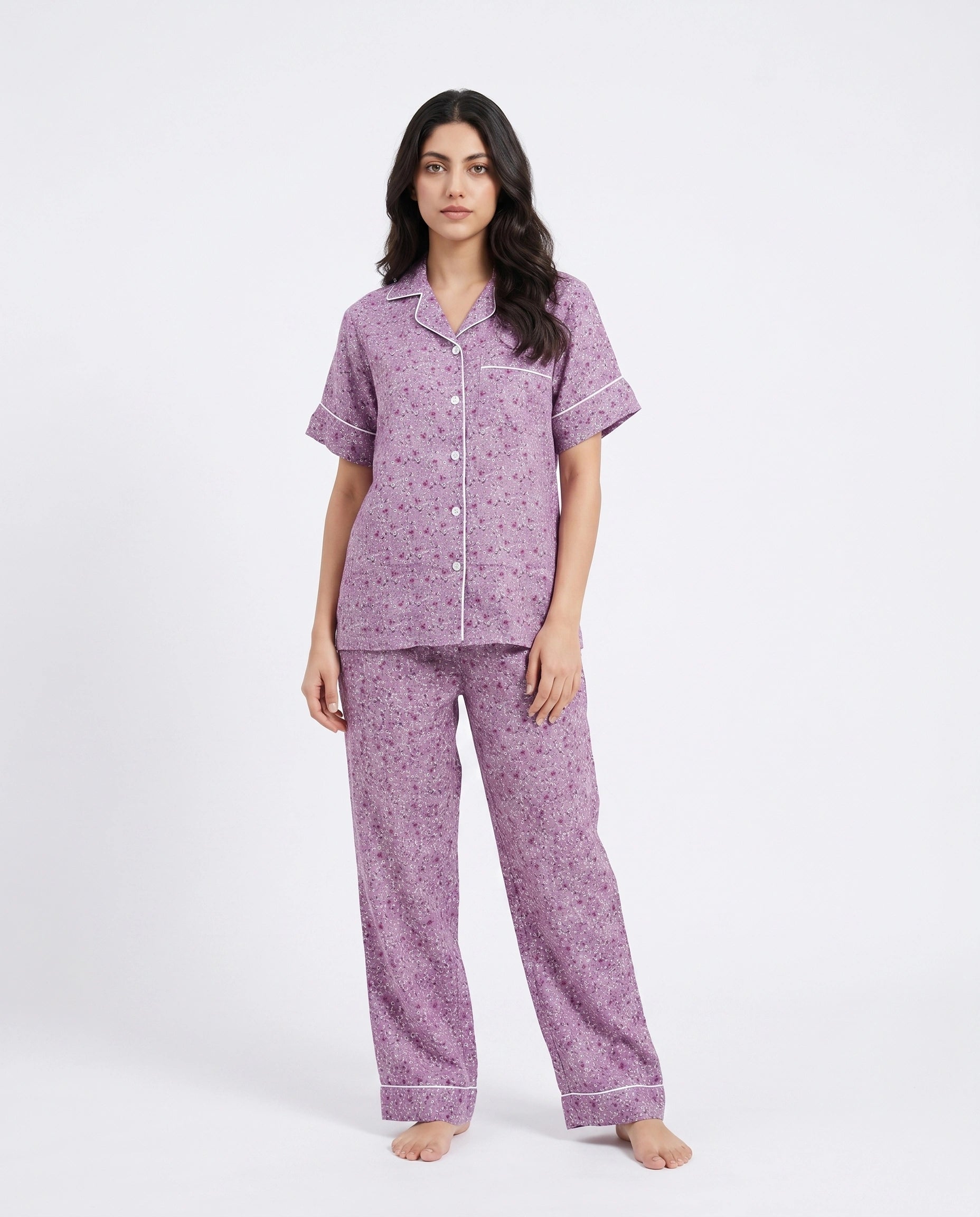 Linen Pajama Suit - Rosira Bloom