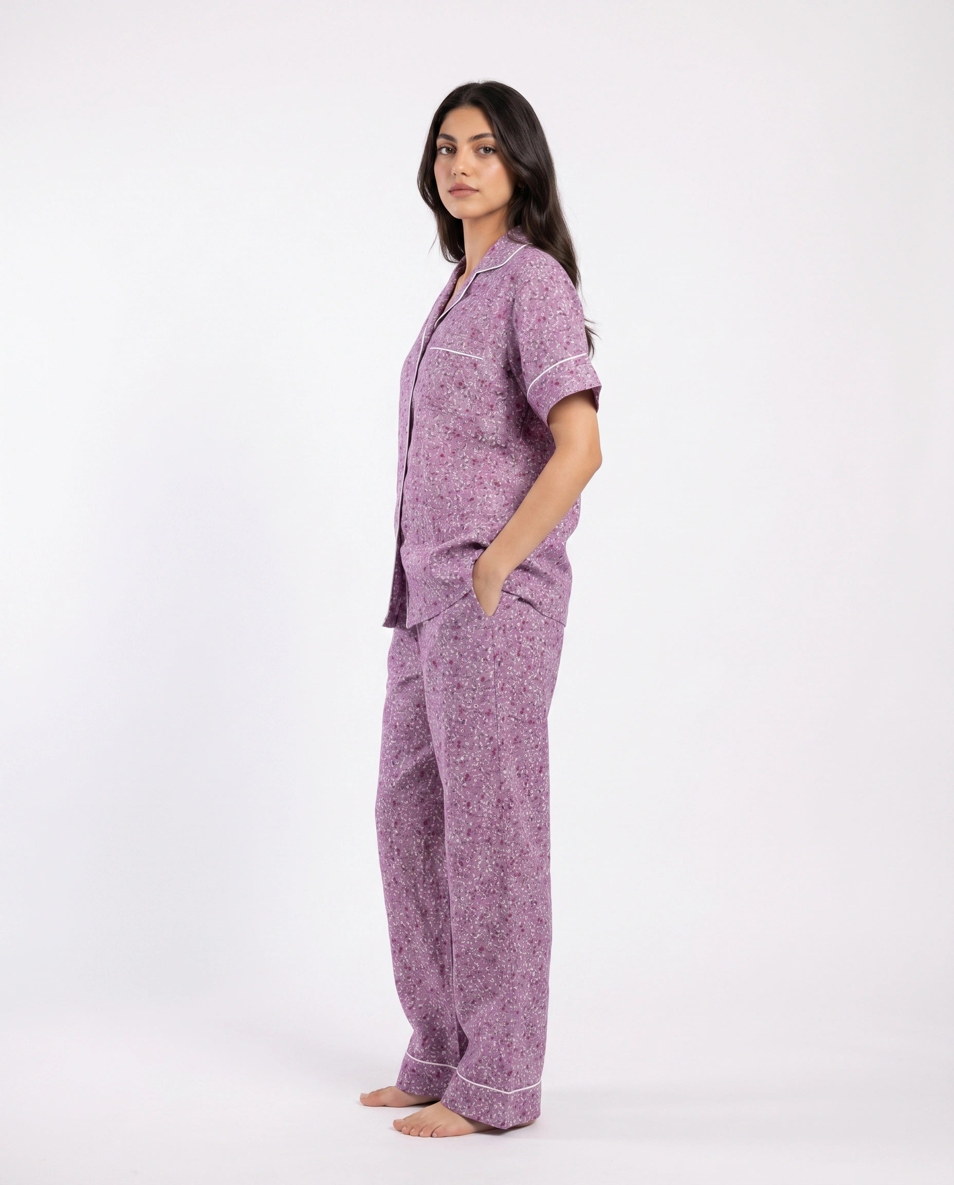 Linen Pajama Suit - Rosira Bloom