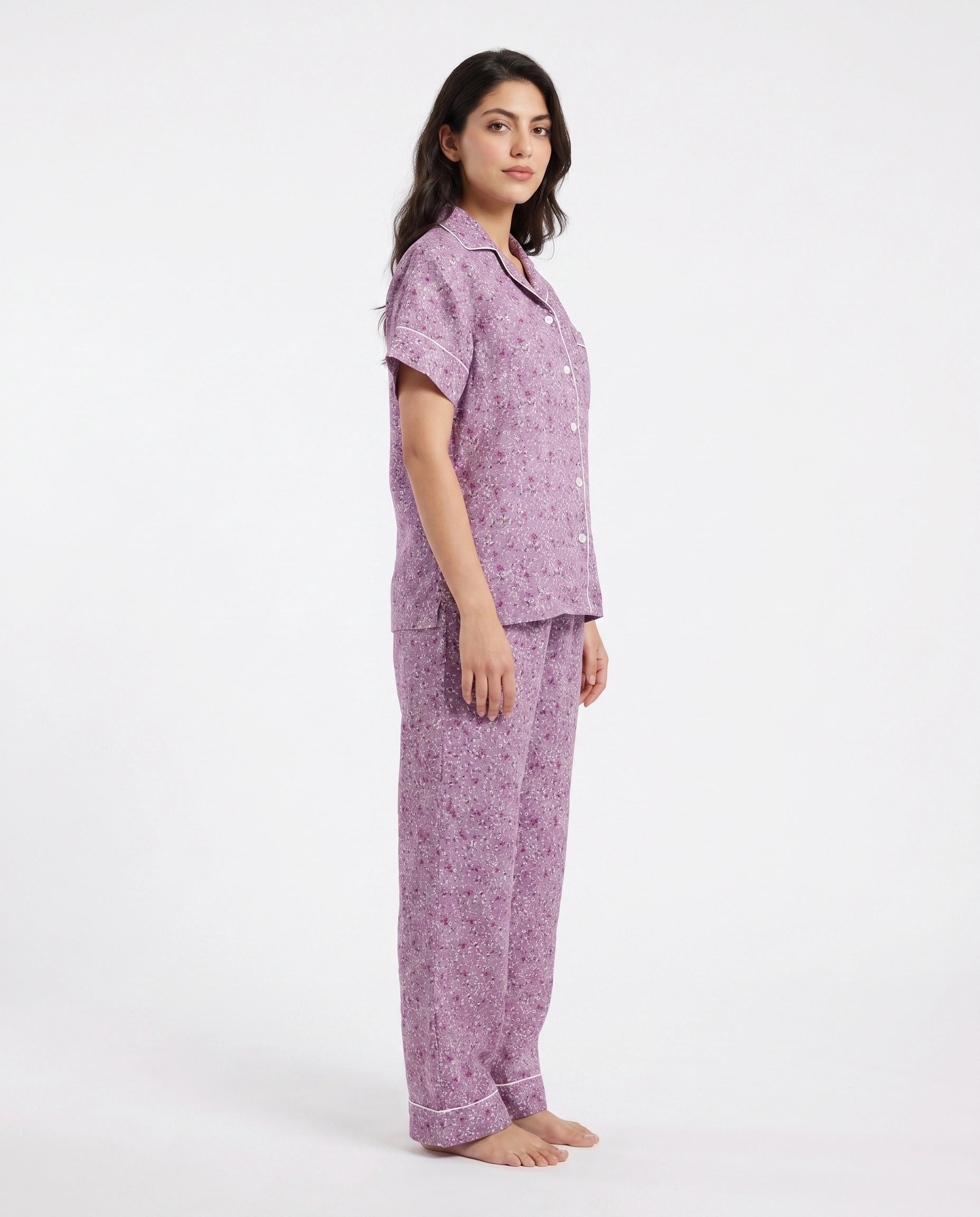 Linen Pajama Suit - Rosira Bloom