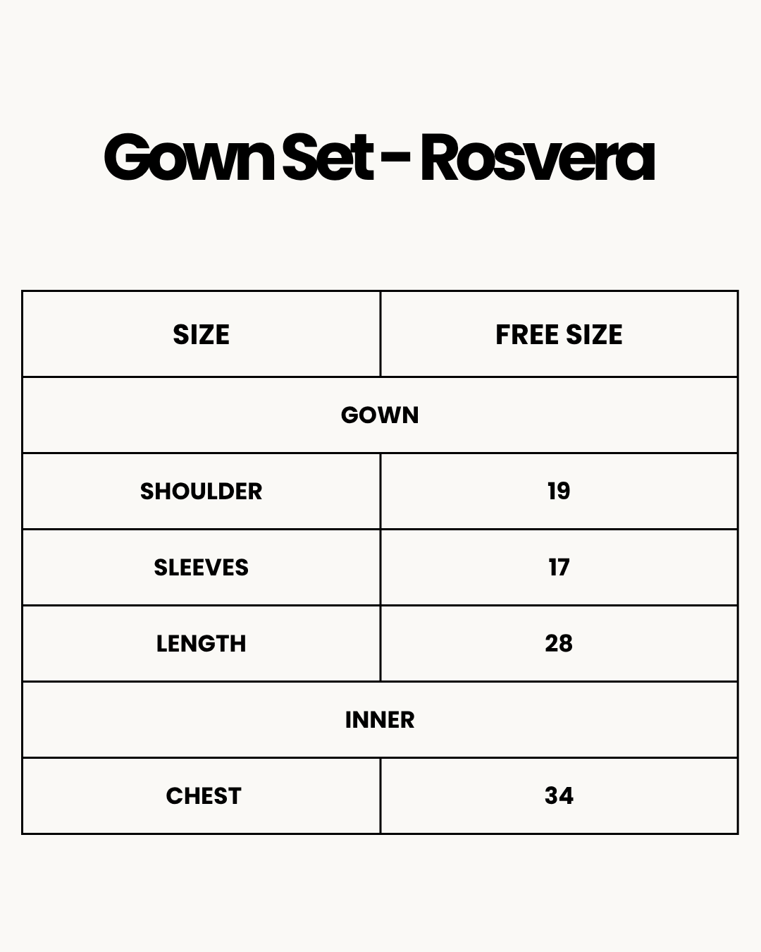 Size Chart for Gown Set - Rosvera - Maroon
