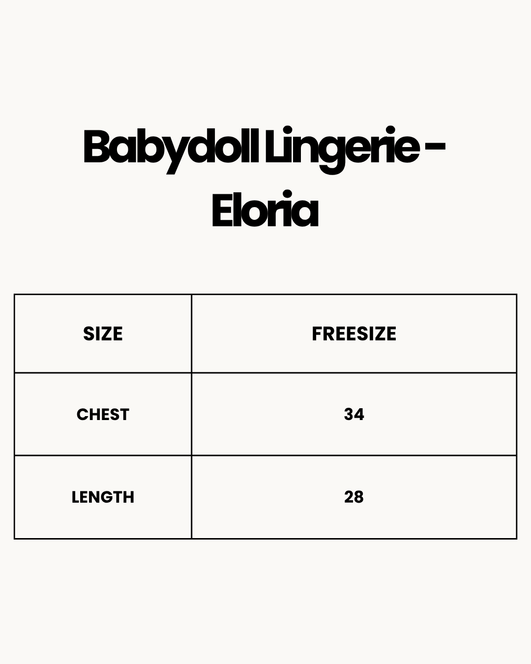 Size Chart for Babydoll Lingerie - Eloria
