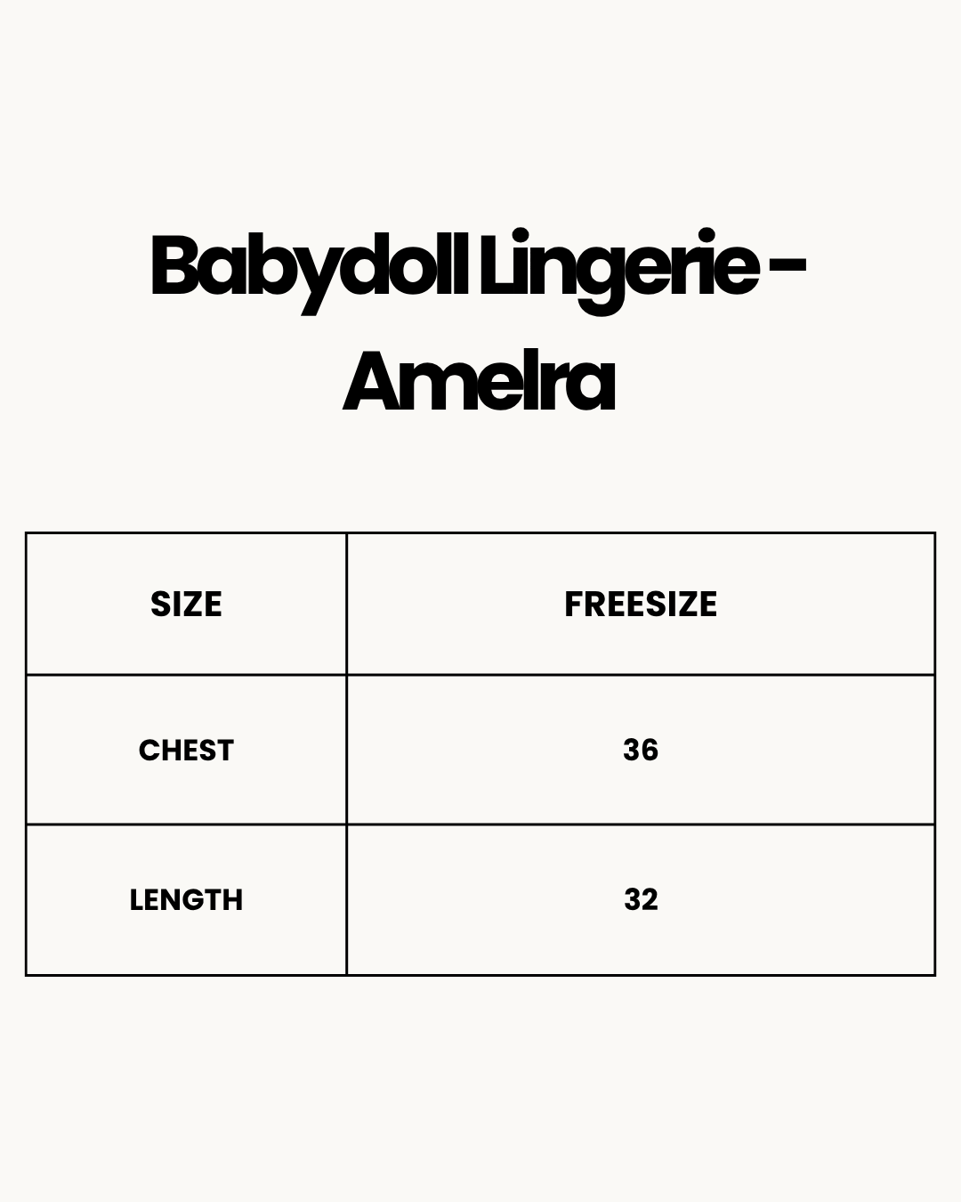 Size Chart for Babydoll Lingerie - Amelra - Maroon