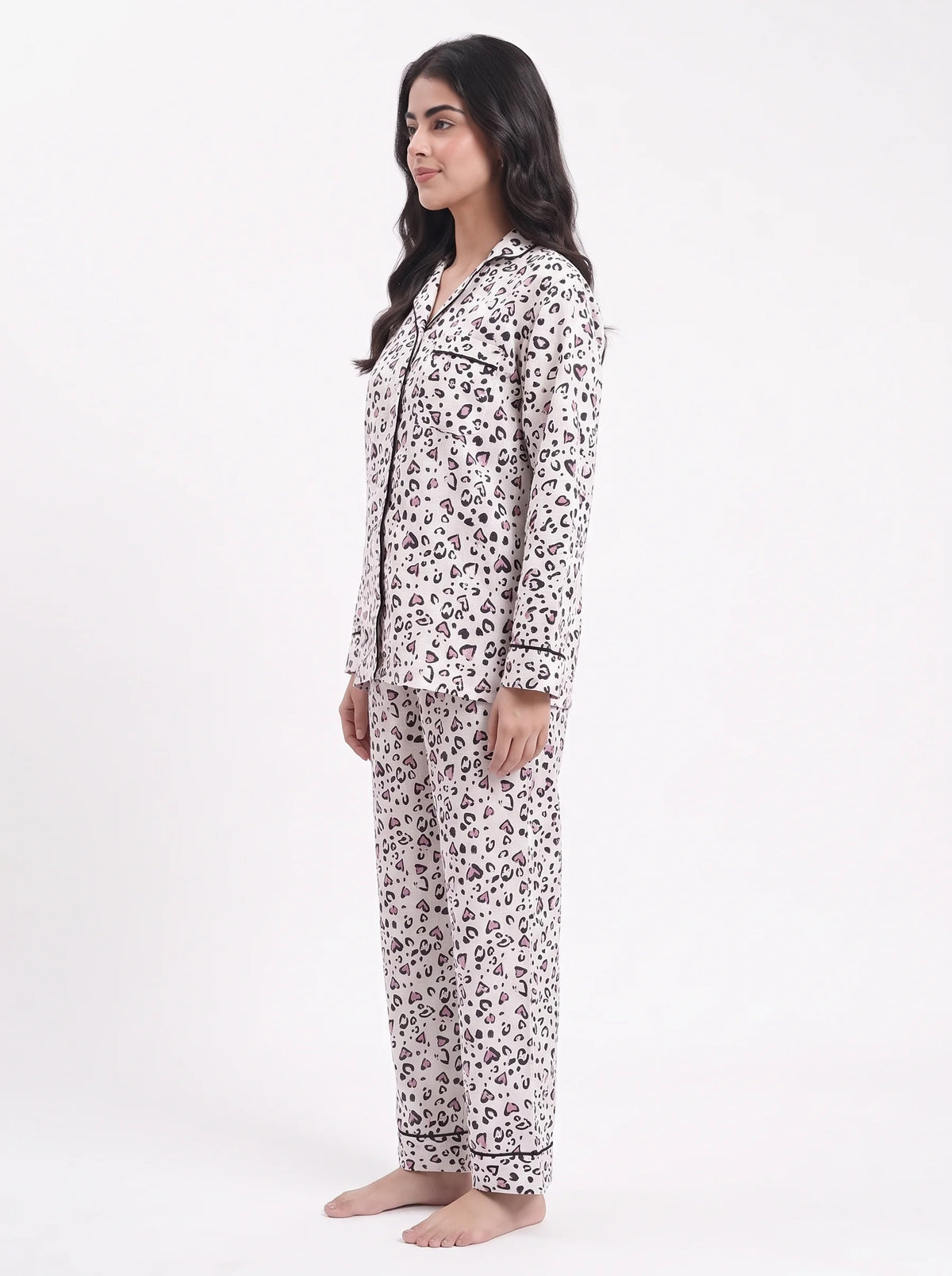 Silk Pajama Suit - Ivory Heart