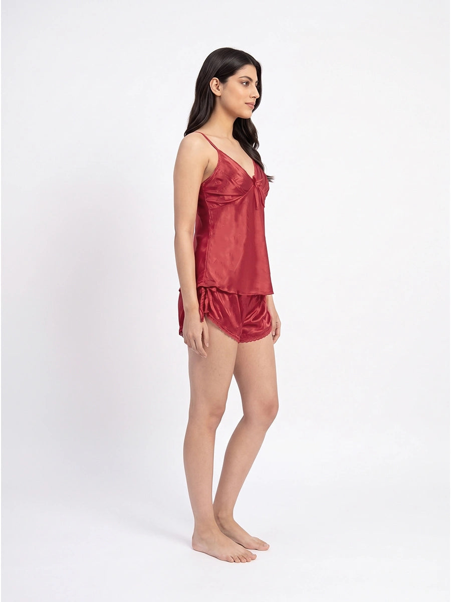 2 Piece Inner Top and Short Silk Cami Set