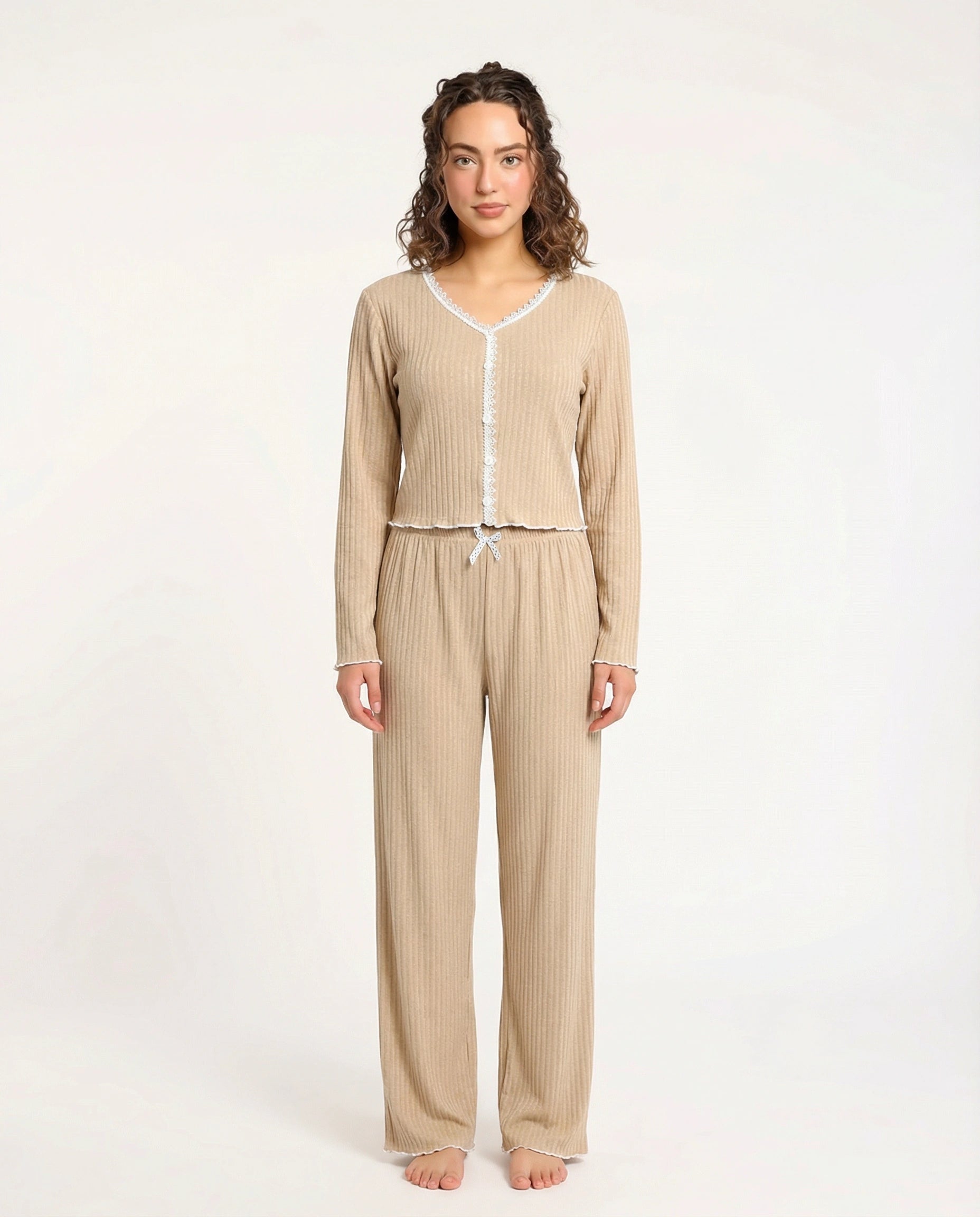 Cotton PJ Set - Midnight Comfort - Beige