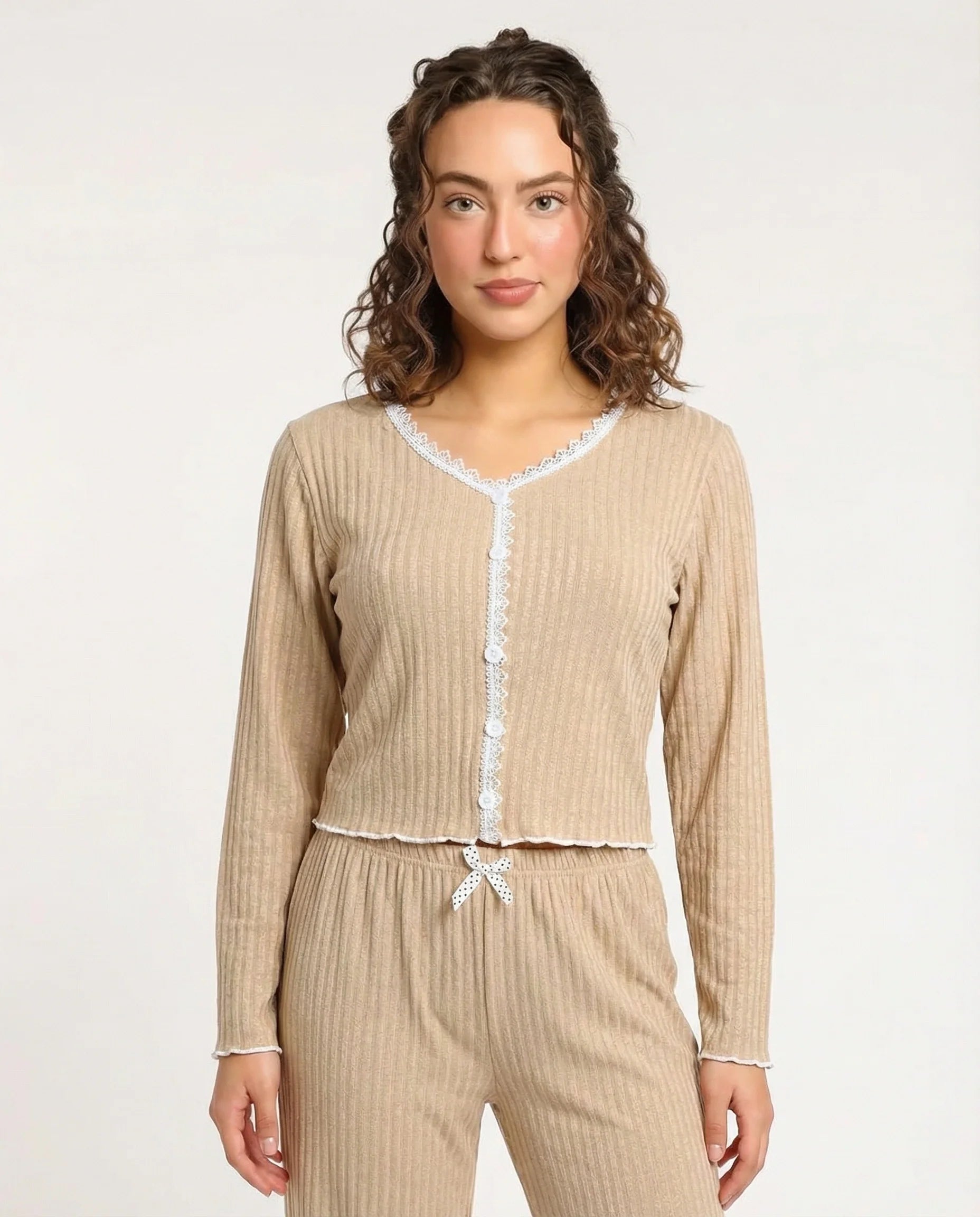 Cotton PJ Set - Midnight Comfort - Beige