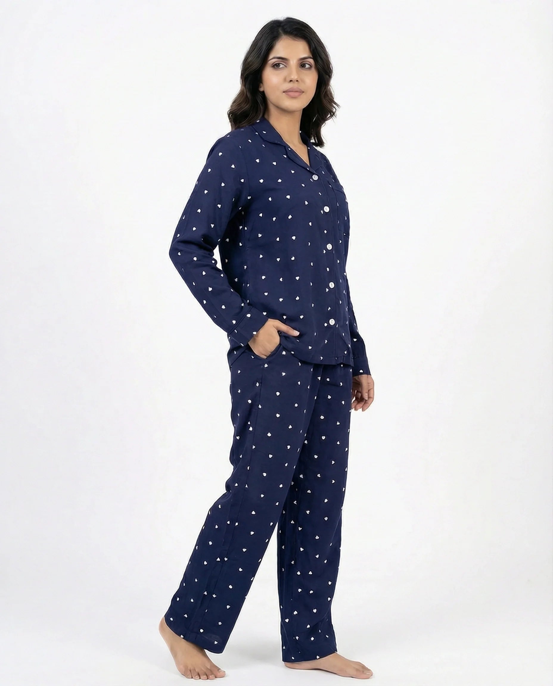 Linen Pajama Suit - Midnight Heart