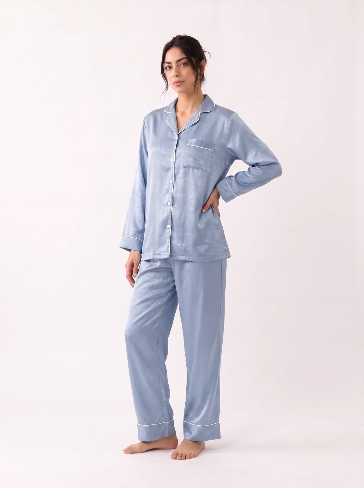 Velvet Silk PJ Set - Blue