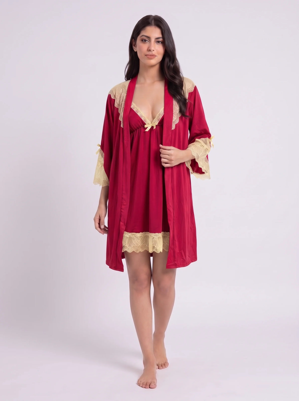 Gown Set - Moira Lace - Maroon