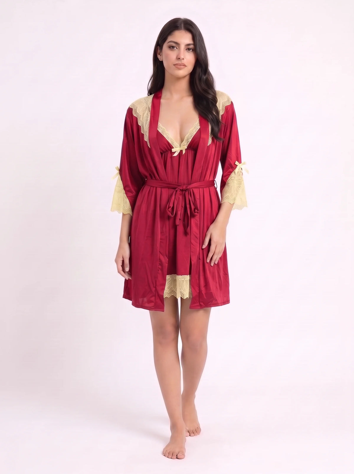 Gown Set - Moira Lace - Maroon