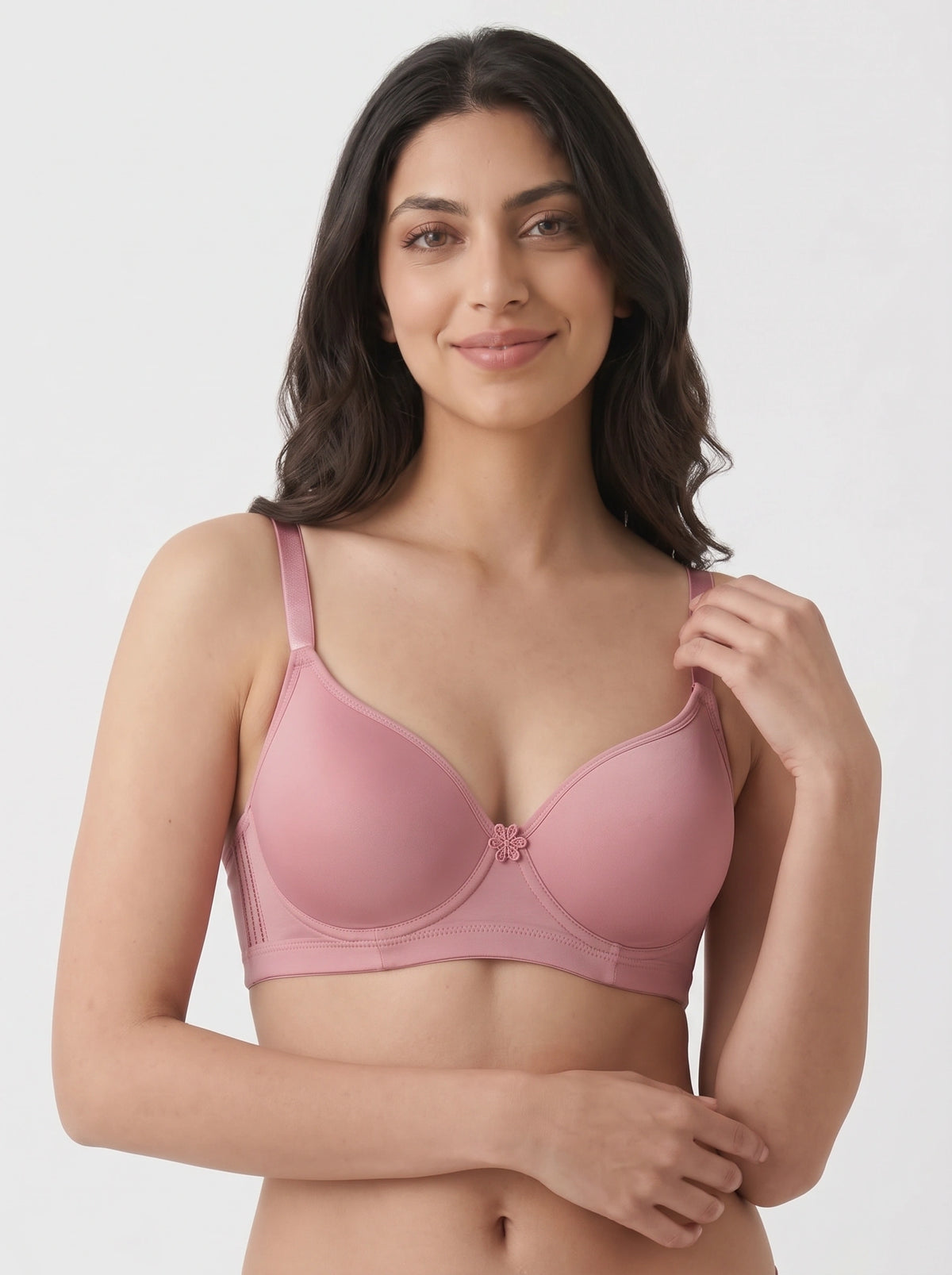 Padded Wired Bra - Moss - Pink