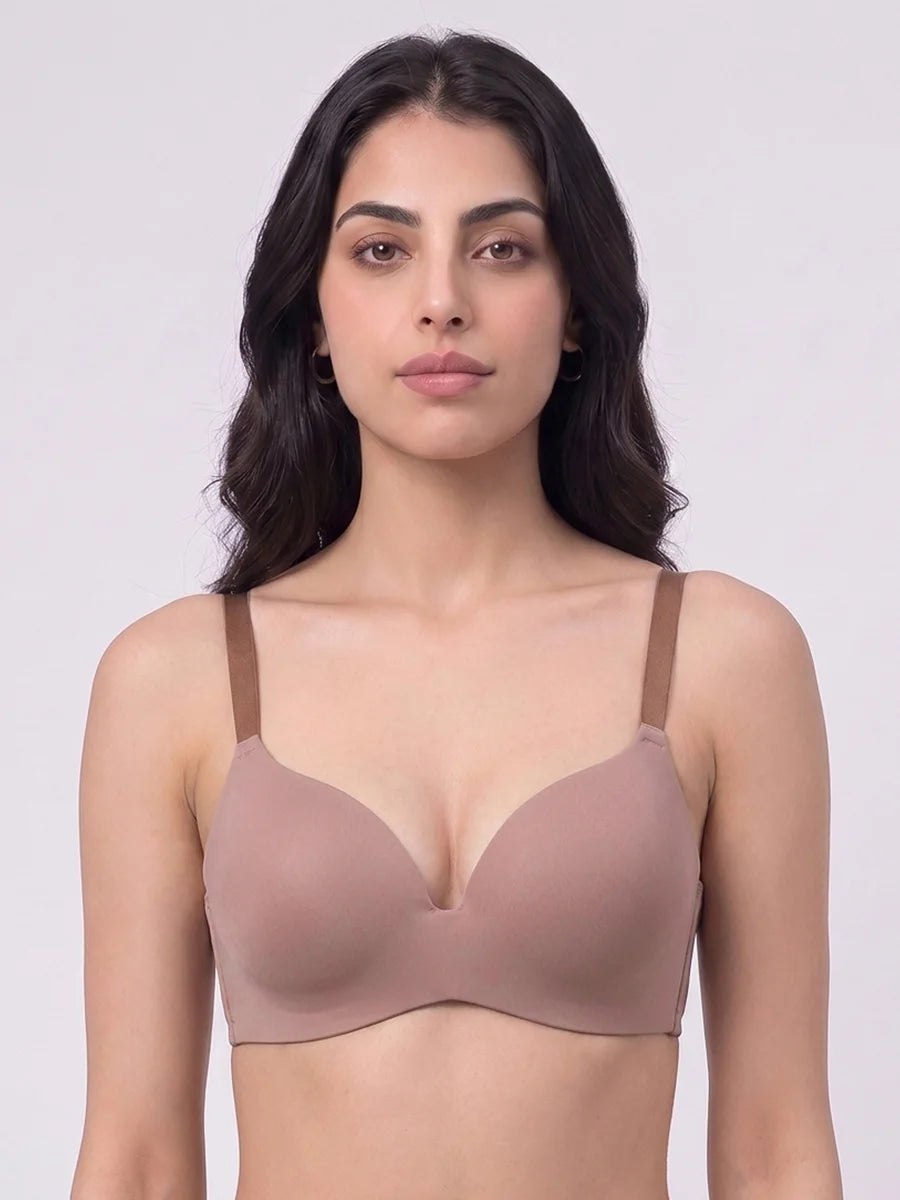 Padded Non Wired T-Shirt Bra - Nancy - Brown