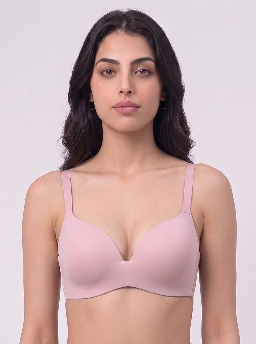 Padded Non Wired T-Shirt Bra - Nancy - Pink