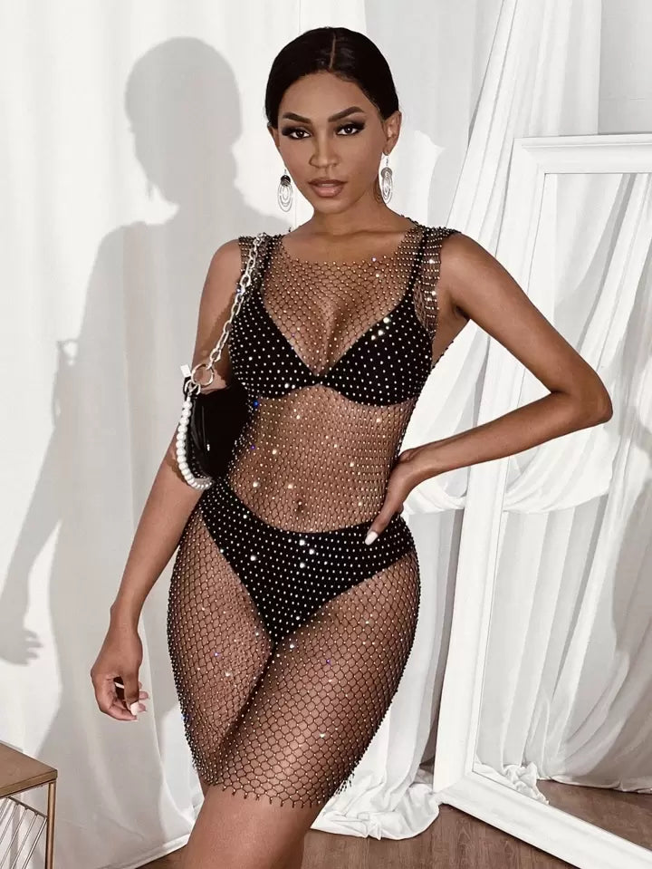 Rhinestone Sheer Top