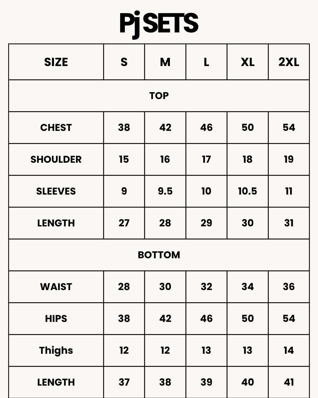 Size Chart for Linen PJ Set - Plum Stripe