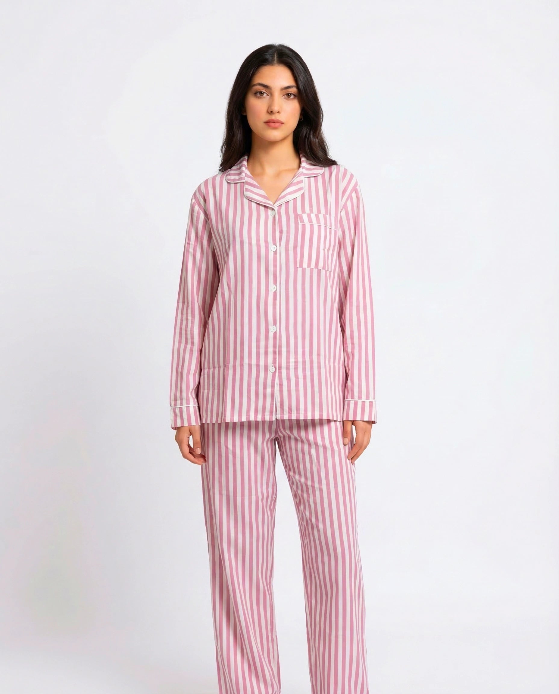 Linen Pajama Suit - Noir Chic - Pink