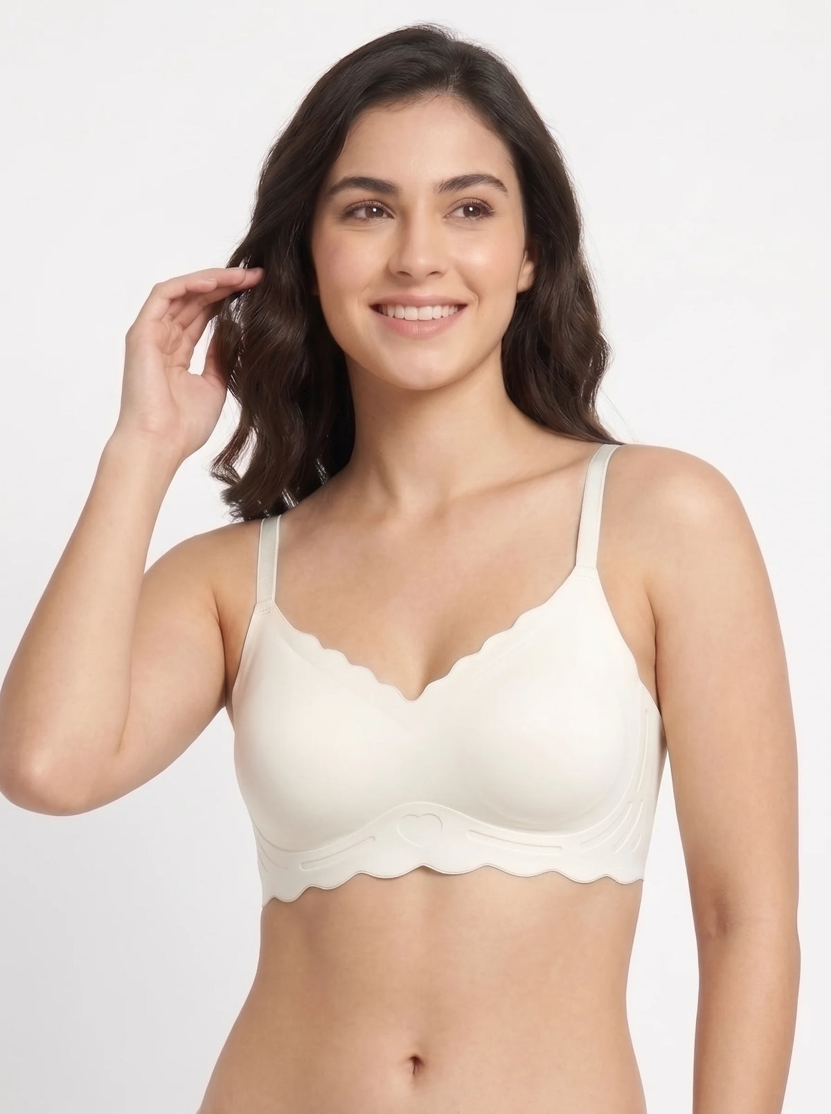 Seamless Padded Bra - Scallop Heart - Skin