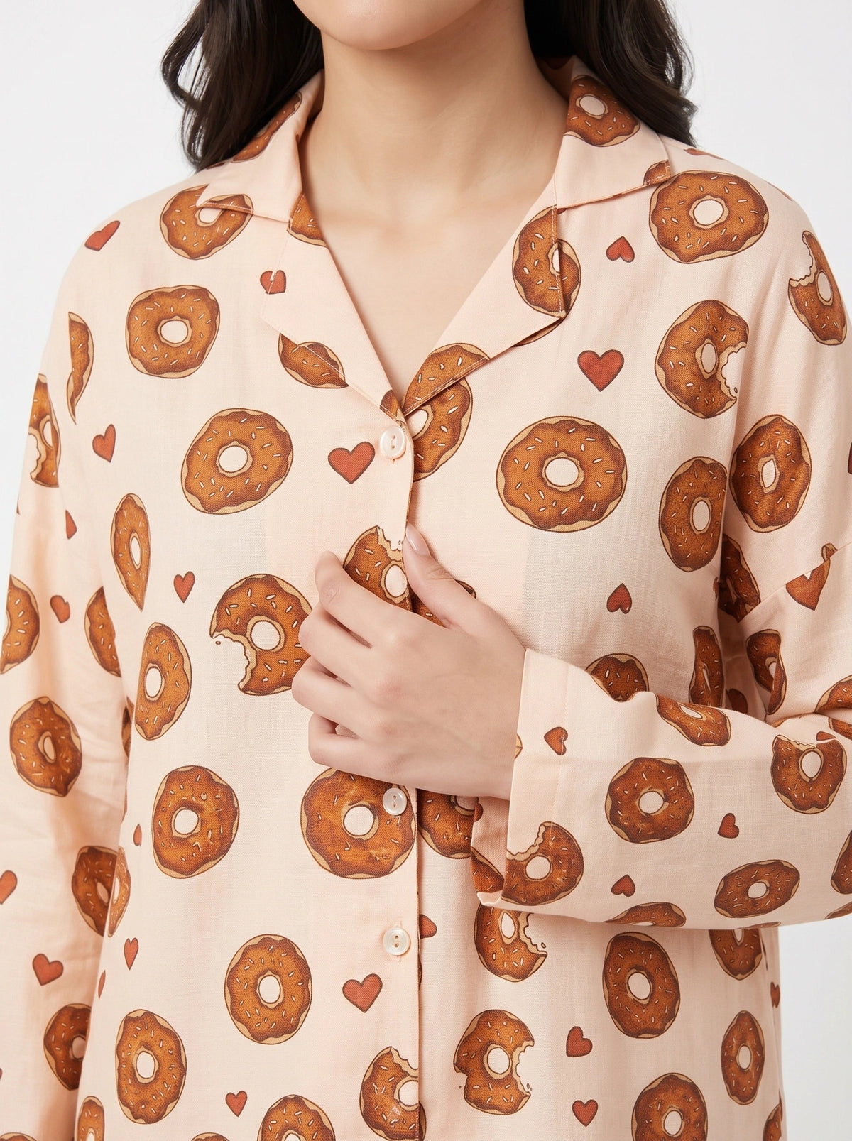Oversized Linen PJ Set - Creamy Donut