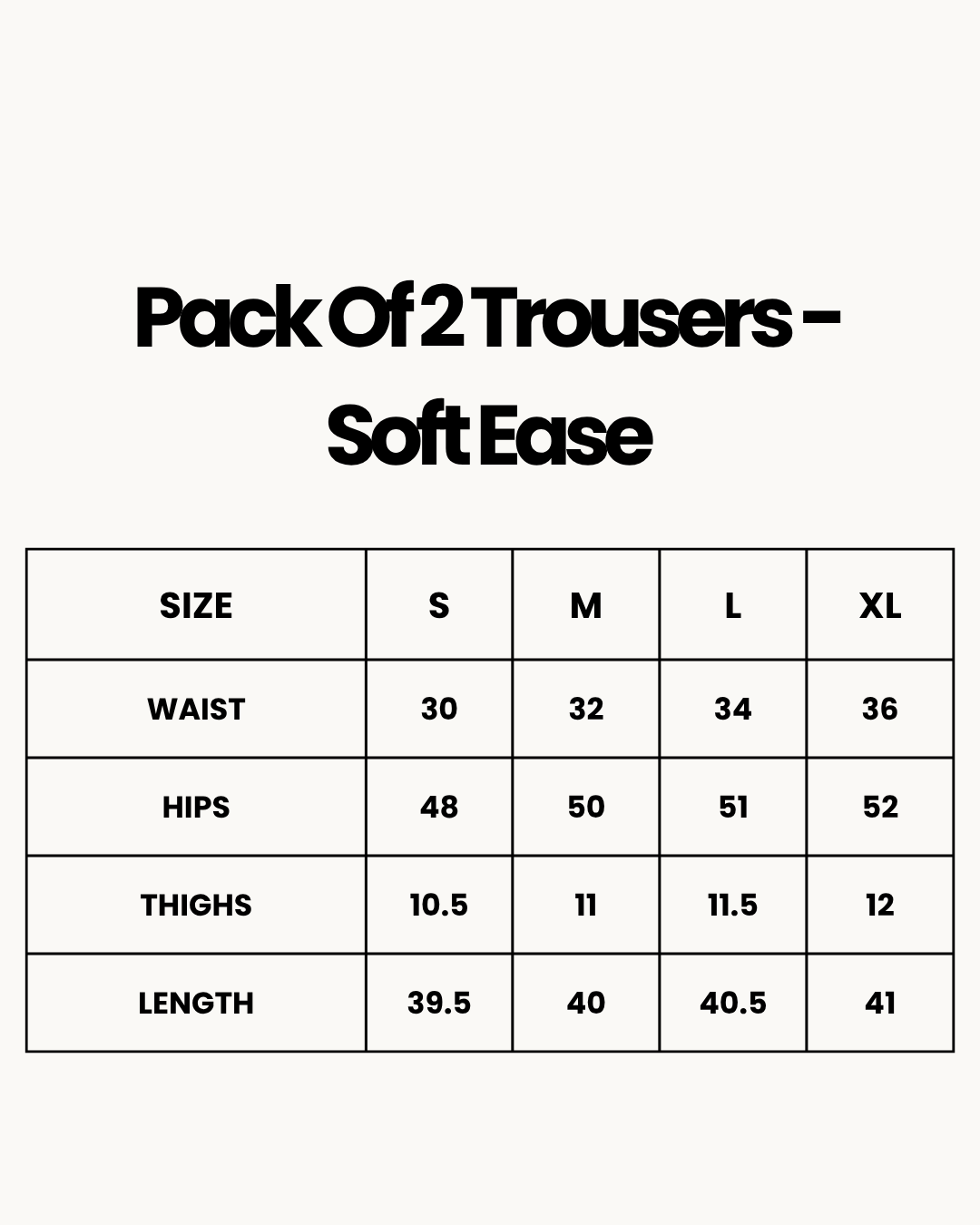 Size Chart for Pack Of 2 Trousers - Soft Ease - Maroon & Green