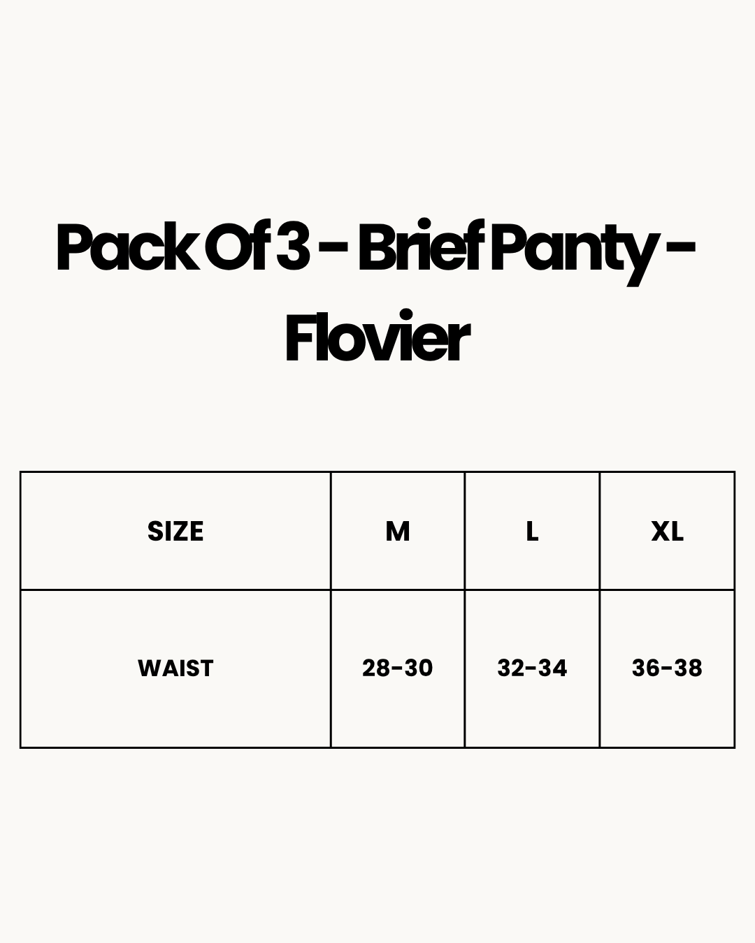 Size Chart for Pack Of 3 - Brief Panty - Flovier