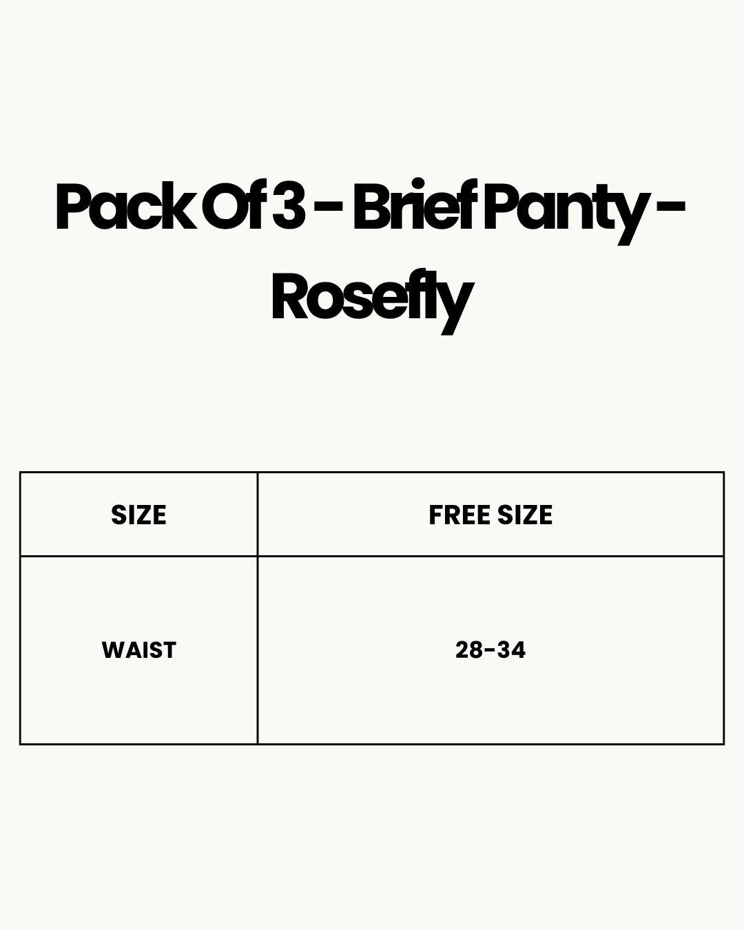 Size Chart for Pack Of 3 - Brief Panty - Rosefly