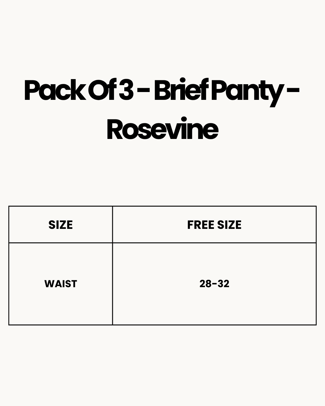 Size Chart for Pack Of 3 - Brief Panty - Rosevine