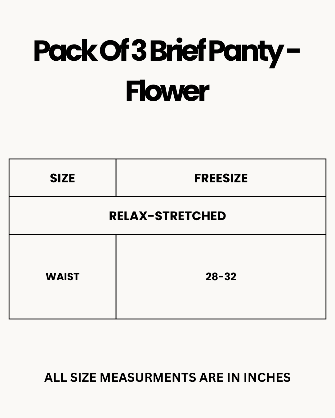 Size Chart for Pack Of 3 Brief Panty - Flower
