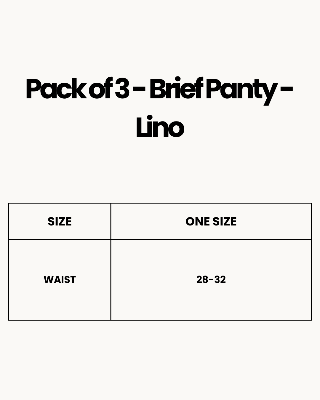 Size Chart for Pack of 3 - Brief Panty - Lino