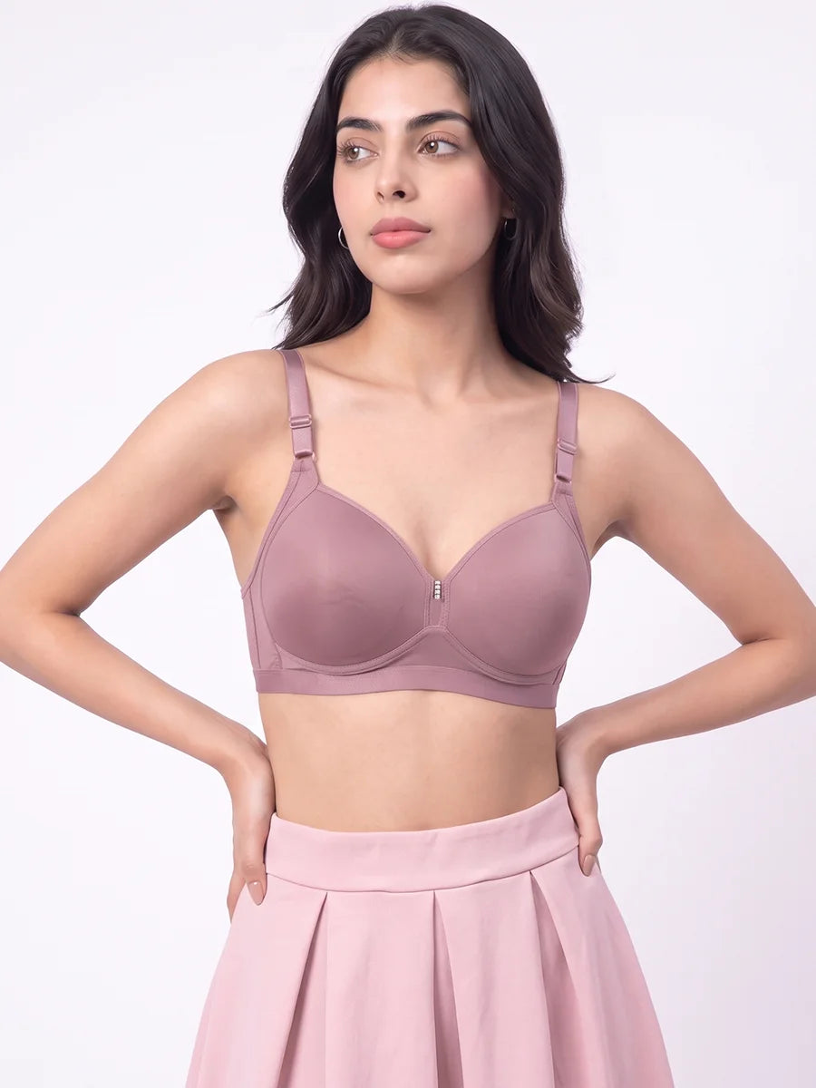 Plus Size Non-Wired Padded T-Shirt Bra - Pastel - Pink