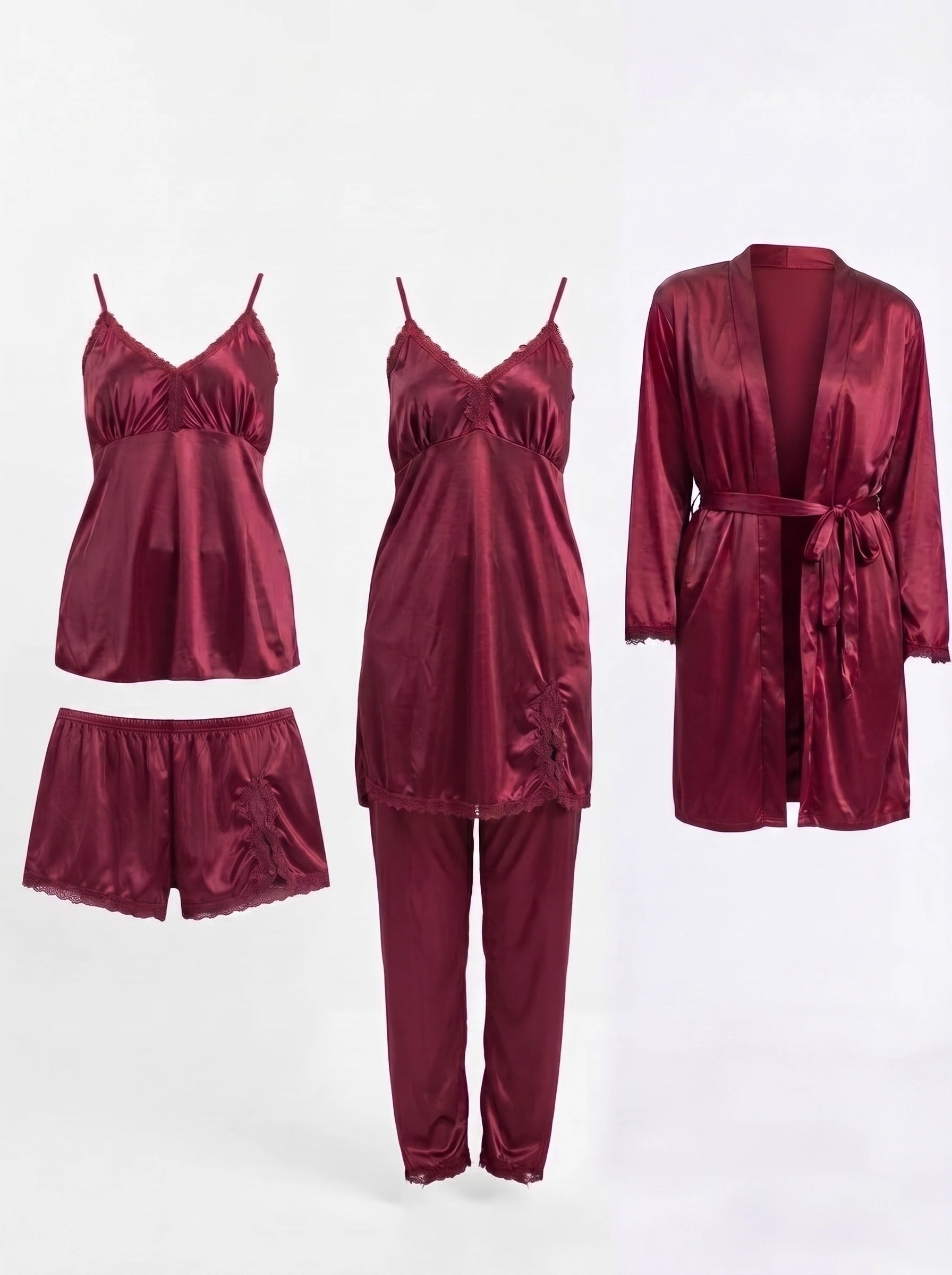 Royal Bridal Silk 5pcs Nightgown set
