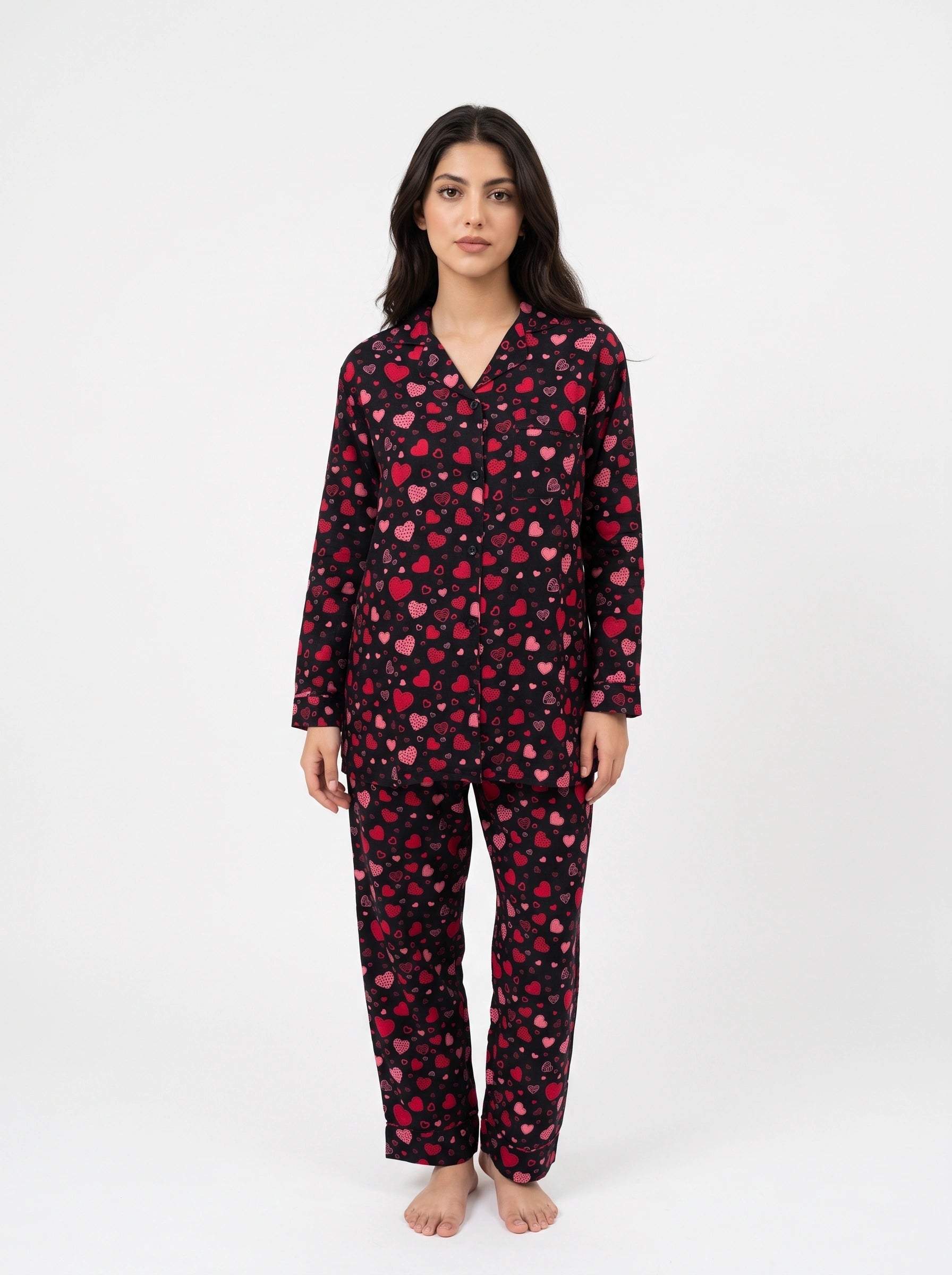 Linen PJ Set - Red Heart